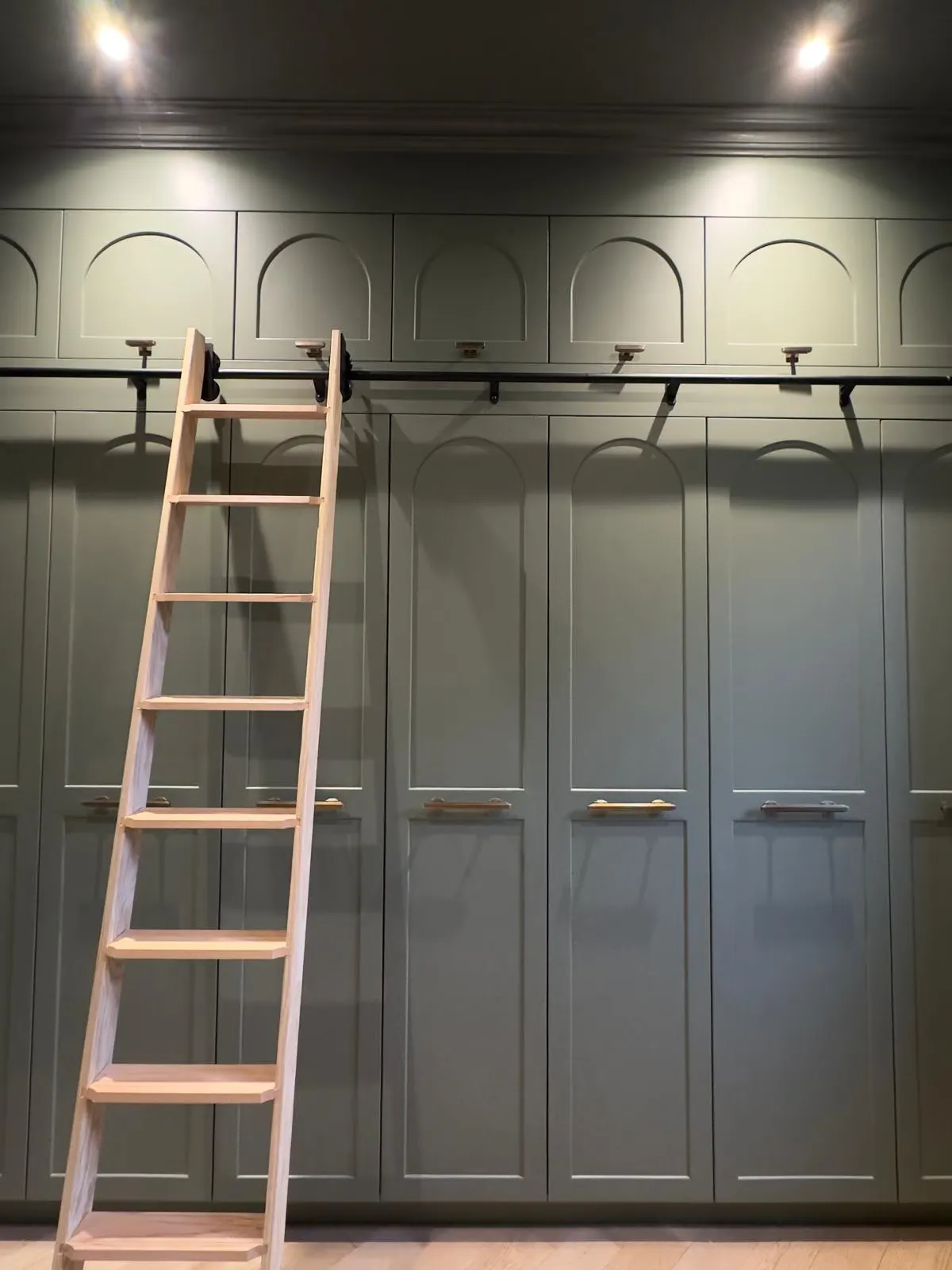 Made to measure by our joinery partner · dressing room with library ladder